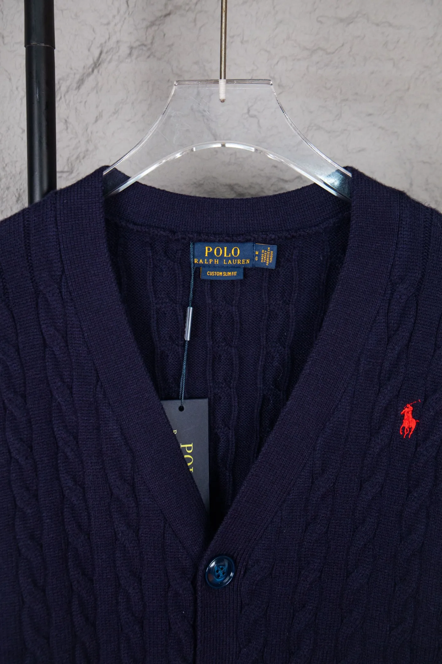 P260 2025SS Ralph Lauren Classic War Horse Small Label Twist Sweater Cardigan, the same style for men and women, this year's most popular half-zip series, made of 100% cotton material Color: Navy Blue White Gray Khaki Size: S M L XL